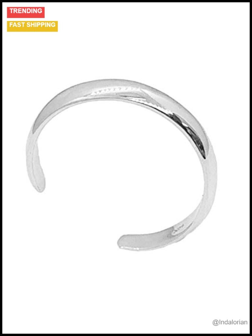 14k Solid Gold Shiny High Polished Plain Band Toe Ring Adjustable